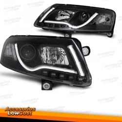 FAROS AUDI A6 4B (01-05). FONDO CROMO. LUZ DIURNA DE TUBO, BARRA DE LUZ TFL TUBELIGHT.