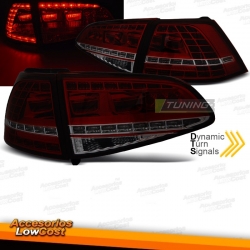 PILOTOS TRASEROS LED CON INTERMITENTE DINÁMICO PARA VW GOLF 7, 12-17, ROJO BLANCO