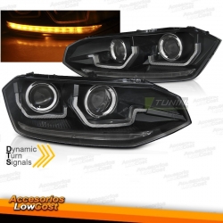  Faros delanteros VW Polo 6 AW 17-20 - dinámicos - Negro