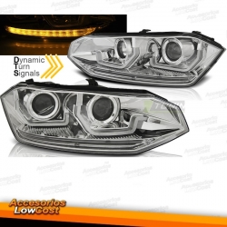  faros delanteros VW Polo 6 AW 17-20 - dinámicos - cromo