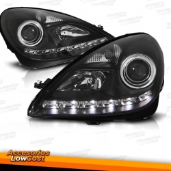 FAROIS COM LUZ DIURNA LED / MERCEDES SLK R171 / 04-11 FUNDO PRETO