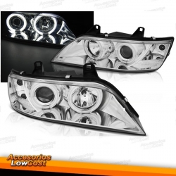 FAROS OJOS ANGEL CCFL BMW Z3, 96-02, H1+H1 PARA SISTEMA AUTORREGULACION DE FAROS, CRISTAL CLARO/ CROMADO