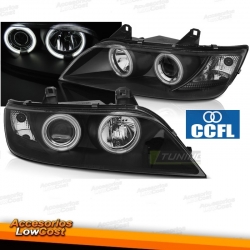 FAROS OJOS DE ANGEL CCFL BMW Z3, 96-02, H1+H1 PARA SISTEMA AUTORREGULACION DE FAROS, CRISTAL CLARO/ NEGRO