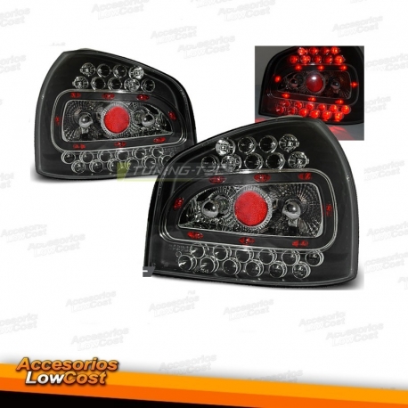 FAROLINS TRASEIROS LED / AUDI A3 / 96-00 FUNDO PRETO