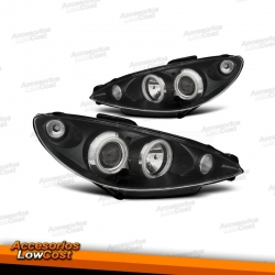 FAROIS ANGEL EYES CCFL / PEUGEOT 206 H1 / 98-06 FUNDO PRETO