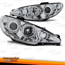 FAROS PEUGEOT 206 02- OJOS ANGEL CROMO