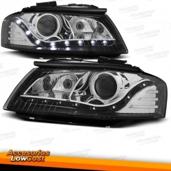 FAROS LUZ DIURNA AUDI A3 8P (5/03-6/08). FONDO NEGRO.