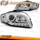 FAROIS COM LUZ DIURNA TFL / AUDI A4 B7 / 04-07 FUNDO CROMADO