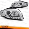 FARÓIS COM LUZ DIURNA TFL / AUDI A4 B7 / 04-07 FUNDO CROMADO