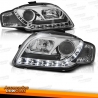 FARÓIS COM LUZ DIURNA LED / AUDI A4 B7 / 04-07 FUNDO CROMADO