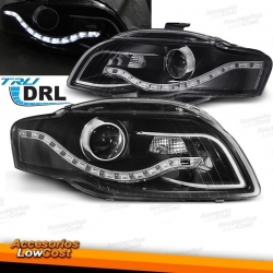 FAROIS COM LUZ DIURNA / AUDI A4 B7 / 04-07 FUNDO PRETO