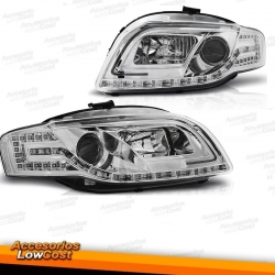 AUDI A4 B7 04-08 FAROS TUBE-LIGHT CROMADOS CON INTERMITENTES LED