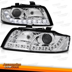 FAROIS COM LUZ DIURNA / AUDI A4 B6 / 00-04 FUNDO PRETO