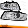 FARÓIS COM LUZ DIURNA / AUDI A4 B6 / 00-04 FUNDO PRETO