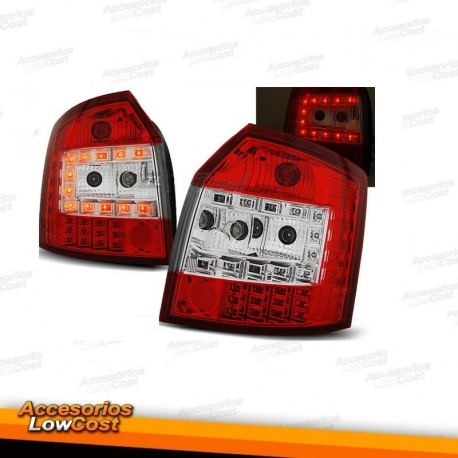 FAROLINS TRASEIROS LED AUDI A4 B6 AVANT VERMELHO / BRANCO