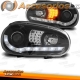 FAROIS COM LUZ DIURNA LED / VW GOLF 4 MK IV / 97-03 FUNDO PRETO