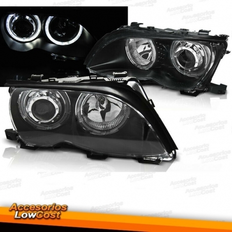 FAROIS ANGEL EYES CCFL / BMW E46 / 01-05 FUNDO PRETO