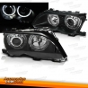 FARÓIS ANGEL EYES CCFL / BMW E46 / 01-05 FUNDO PRETO