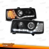 FARÓIS COM LUZ DIURNA LED / VW T4 / 90-03 FUNDO PRETO