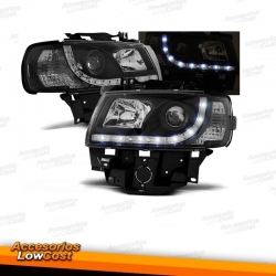 FAROS LUZ DIURNA LED 90-03 CRISTAL CLARO/NEGRO.