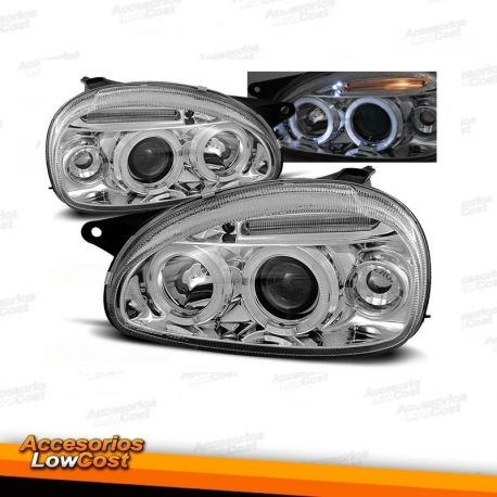 FAROIS ANGEL EYES / OPEL CORSA B / 93-00 FUNDO CROMADO
