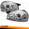 FARÓIS COM LUZ DIURNA LED / OPEL CORSA B 93-00 FUNDO CROMADO