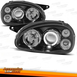 FAROS OPEL CORSA B 93-00 OJOS ANGEL FONDO NEGRO H1 H1