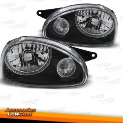 FAROS OJOS DE ANGEL CORSA B 93-00.CRISTAL CLARO-NEGRO.