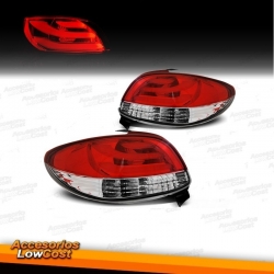 PILOTOS PEUGEOT 206 98-09 LIGHT BAR ROJO CROMO