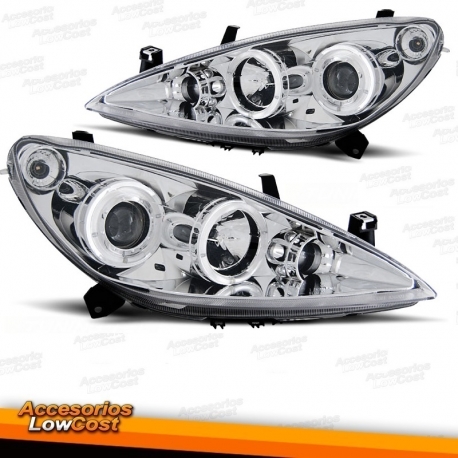 FAROIS ANGEL EYES / PEUGEOT 307 / 01-05 FUNDO CROMADO