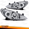 FARÓIS ANGEL EYES / PEUGEOT 307 / 01-05 FUNDO CROMADO