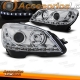 FAROIS COM LUZ DIURNA LED / MERCEDES C W204 / 07-11 FUNDO CROMADO