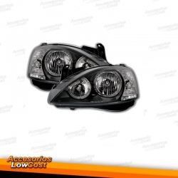 FAROS CON OJOS DE ANGEL OPEL CORSA C (00-06). FONDO NEGRO.