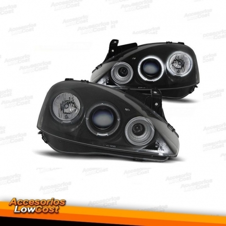 FAROIS ANGEL EYES OPEL CORSA C (00-06). FUNDO PRETO