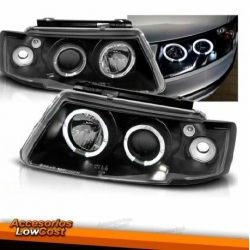 FAROS OJOS DE ANGEL Y LUPA VW PASSAT 3B,96-00.CRISTAL CLARO-NEGRO