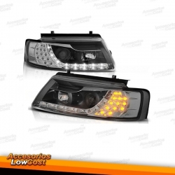 VW PASSAT 3B 96-00 FAROS DAYLIGHT NEGROS CON INTERMITENTE LED