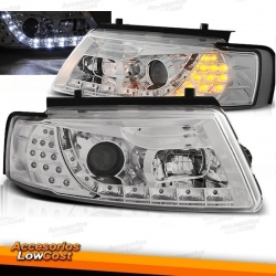 VW PASSAT 3B 96-00 FAROS DAYLIGHT CROMO CON INTERMITENTE LED