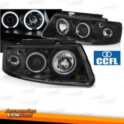 SET FAROS PASSAT, 97-00, H1+H1 PARA SISTEMA AUTORREGULACION DE FAROS, CRISTAL CLARO/ NEGRO, 4 PUERTAS