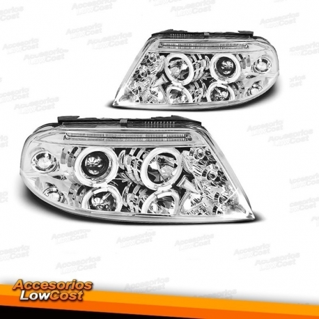 FAROIS ANGEL EYES / VW PASSAT 3BG / 00-05 FUNDO CROMADO