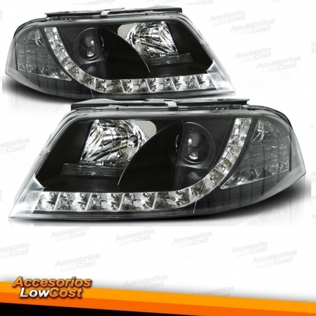 FAROS DELANTEROS LUZ DIURNA VW PASSAT3BG, 00-05.COLOR NEGRO.