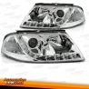FAROS DELANTEROS LUZ DIURNA LED VOLKSWAGEN PASSAT 3BG, 00-05. FONDO CROMADO.