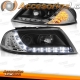 FAROIS COM LUZ DIURNA LED / VW PASSAT 3GB B5 / 00-05 FUNDO PRETO