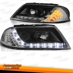 FAROIS COM LUZ DIURNA LED / VW PASSAT 3GB B5 / 00-05 FUNDO PRETO