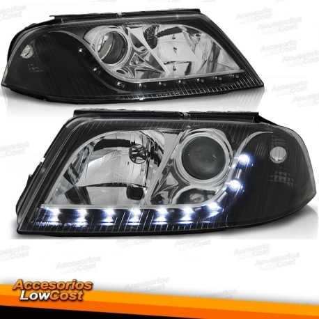 FAROS VW PASSAT 3BG 00-05 LUZ DIURNA FONDO NEGRO CROMO