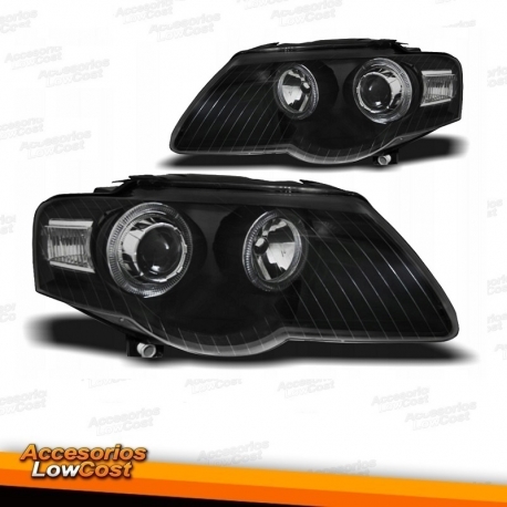FARÓIS ANGEL EYES CCFL / VW PASSAT 3C B6 / 05-10+ FUNDO PRETO