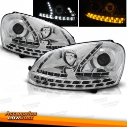 FAROL / OPTICA ESQUERDA LOOK GTI / VW GOLF 5 MK V / FUNDO PRETO