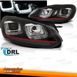 FAROLINS TRASEIROS LED / VW GOLF 6 MK VI 08+ FUNDO PRETO ESCURECIDO