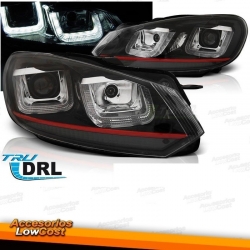 FAROS LUZ DRL DIURNA LED PARA VW GOLF VI 08-12,  Fondo Negro look 7 GTI