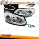 SET FAROS DE DISEÑO  GOLF IV- 97-03 CRISTAL CLARO CROMADO H1/H1- +LED LUZ DE CORTA APARIENCIA- LUCES ANTINIEBLA