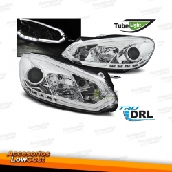 FAROS LUZ DRL DIURNA LED PARA VW GOLF VI 10/08-12, Fondo Cromo